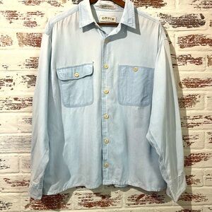 Orvis Chambray Button Down Shirt Light Wash Denim Long Sleeve Women’s Size M